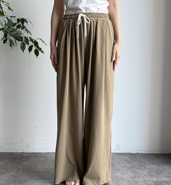  「ビンテージ風タックワイドドロストパンツ」|チノ|
