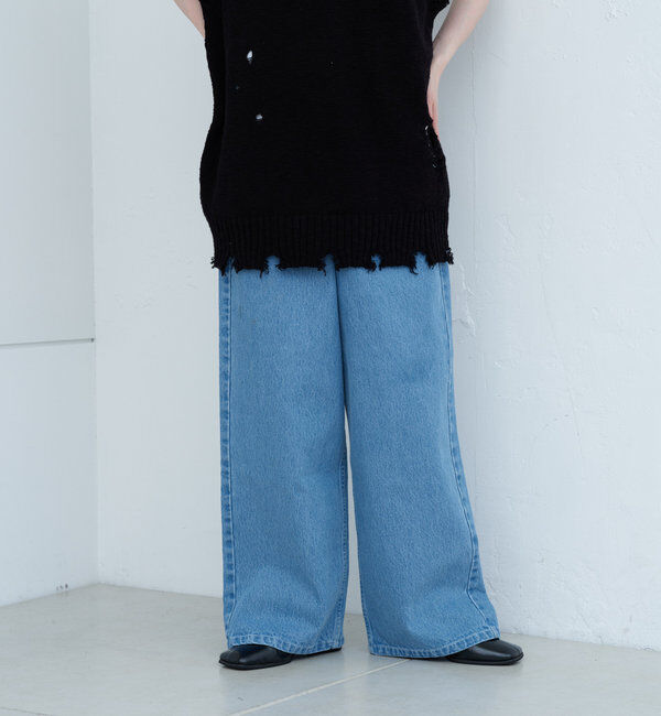  「【WHIMSIC/2サイズ展開】タックワイドデニムパンツ」|デニム|