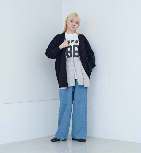  「【WHIMSIC/新色追加】ロゴプリントスリーブレスTシャツ」|キャミソール|