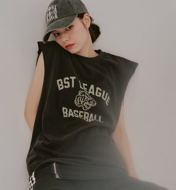  「【WHIMSIC/新色追加】ロゴプリントスリーブレスTシャツ」|キャミソール|ブラックその他1