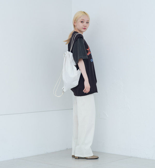  「【WHIMSIC/新色追加】ロゴプリントスリーブレスTシャツ」|キャミソール|