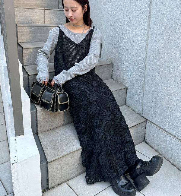  「【低身長サイズ追加】フラワーレースキャミワンピース&times;タンクワンピースSET」|その他|