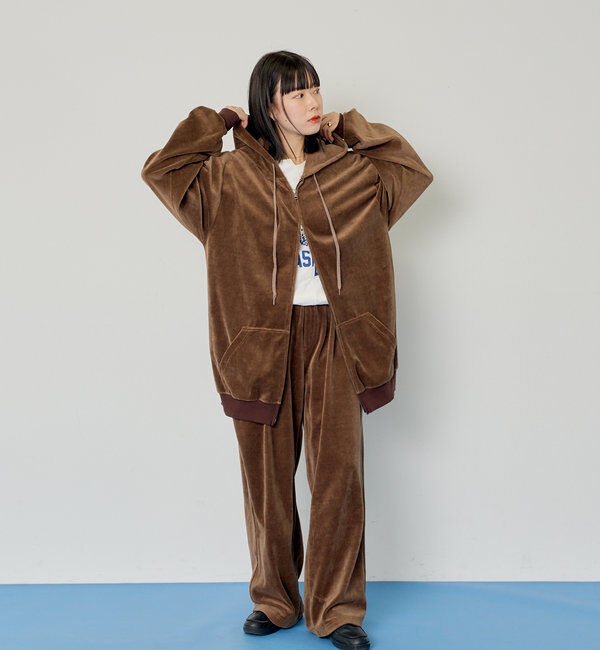  「【WHIMSIC/2サイズ/SETUP対応】ベロアルーズフィットイージーパンツ」|チノ|