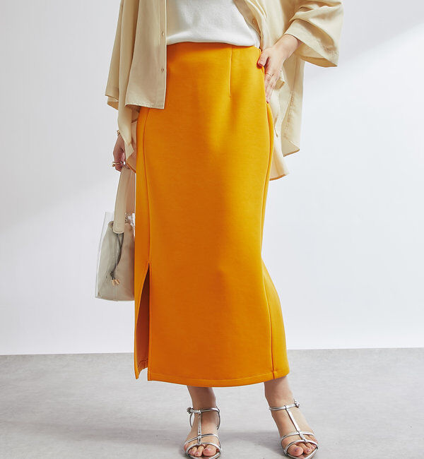  「《累計販売１万枚突破！・全骨格着やせ》スリットダンボールナロースカート」|スカート|