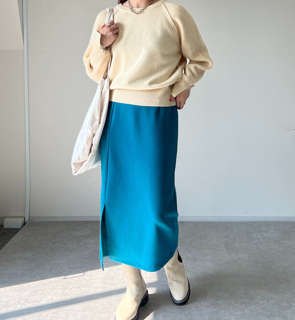  「《累計販売１万枚突破！・全骨格着やせ》スリットダンボールナロースカート」|スカート|