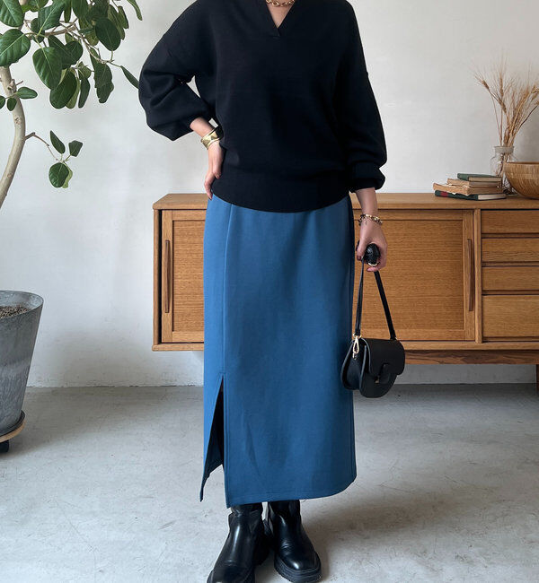  「《累計販売１万枚突破！・全骨格着やせ》スリットダンボールナロースカート」|スカート|