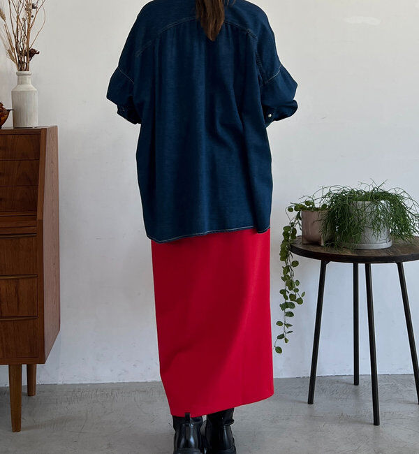  「《累計販売１万枚突破！・全骨格着やせ》スリットダンボールナロースカート」|スカート|