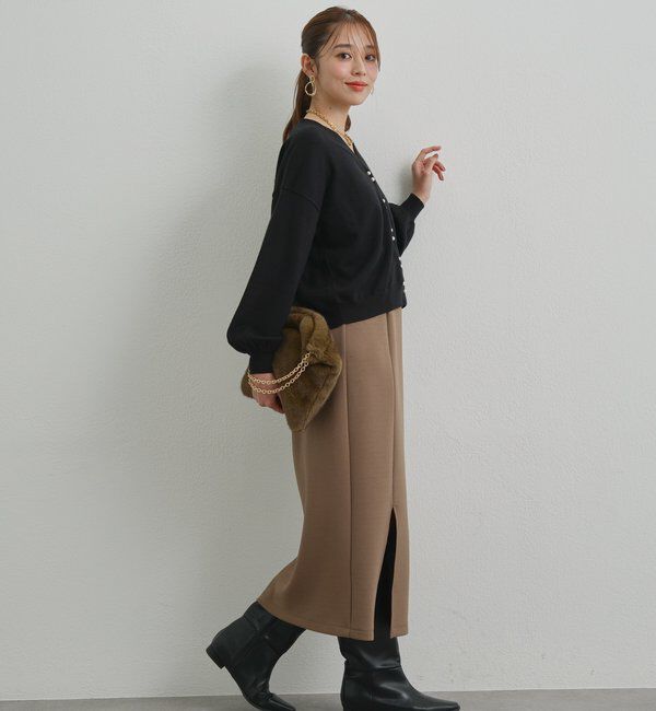  「《累計販売１万枚突破！・全骨格着やせ》スリットダンボールナロースカート」|スカート|