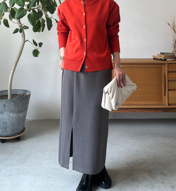  「《累計販売１万枚突破！・全骨格着やせ》スリットダンボールナロースカート」|スカート|