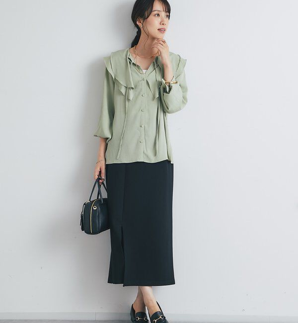  「《累計販売１万枚突破！・全骨格着やせ》スリットダンボールナロースカート」|スカート|