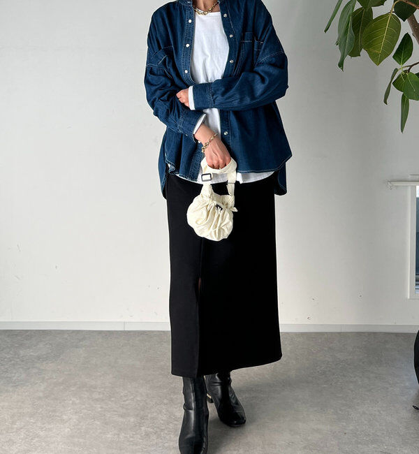  「《累計販売１万枚突破！・全骨格着やせ》スリットダンボールナロースカート」|スカート|