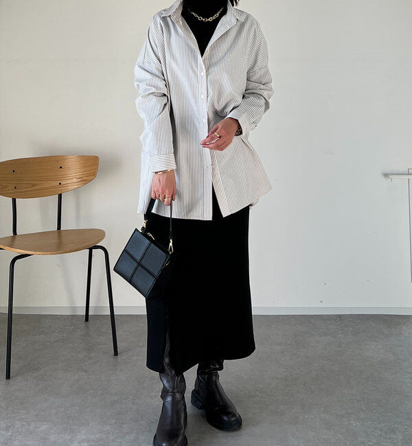  「《累計販売１万枚突破！・全骨格着やせ》スリットダンボールナロースカート」|スカート|