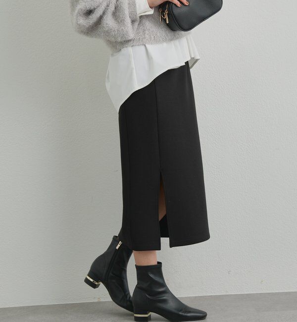  「《累計販売１万枚突破！・全骨格着やせ》スリットダンボールナロースカート」|スカート|