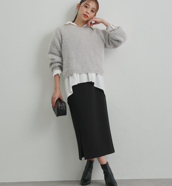  「《累計販売１万枚突破！・全骨格着やせ》スリットダンボールナロースカート」|スカート|