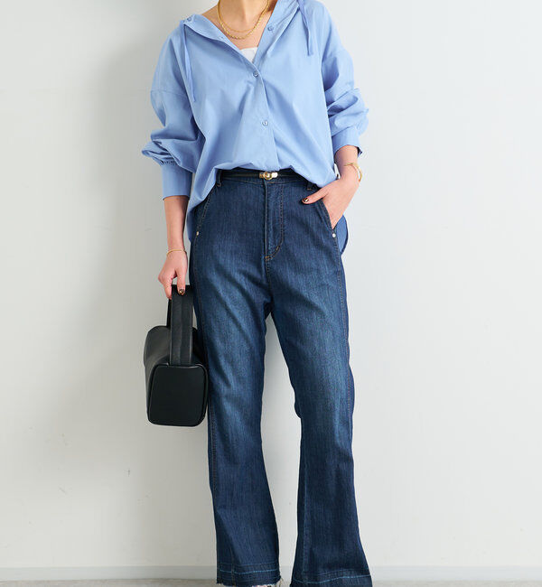  「《履くだけスタイリッシュ・ウエストゴム》ストレートフレアデニム」|その他|
