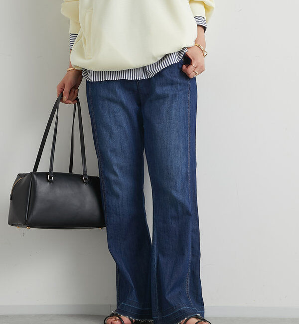  「《履くだけスタイリッシュ・ウエストゴム》ストレートフレアデニム」|その他|