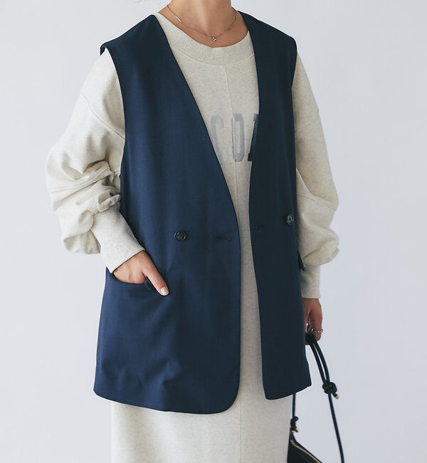  「《レイヤードするだけでこなれ感》ジレベスト」|その他|ネイビー