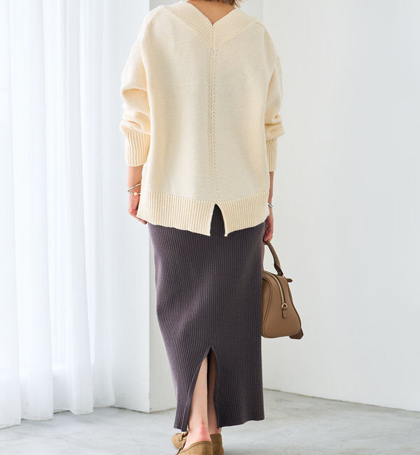  「《デコルテのキレイ見せ》ワイドリブルーズニット」|ニット・セーター|