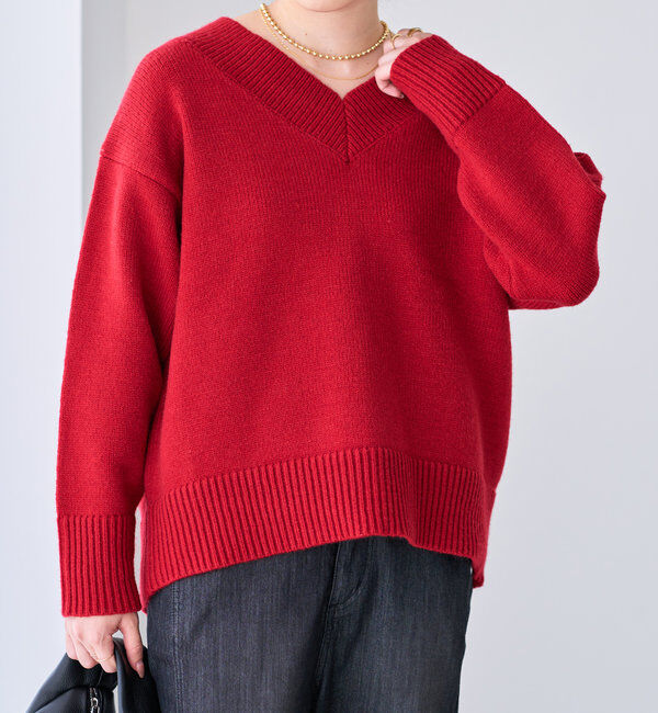  「《デコルテのキレイ見せ》ワイドリブルーズニット」|ニット・セーター|