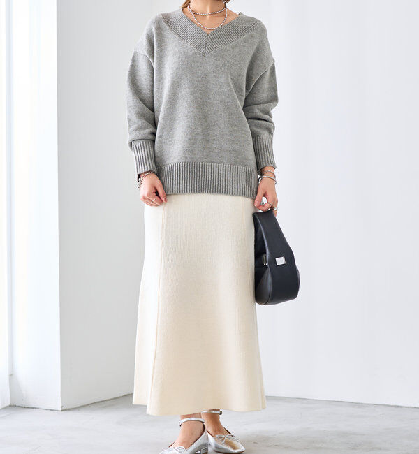  「《デコルテのキレイ見せ》ワイドリブルーズニット」|ニット・セーター|