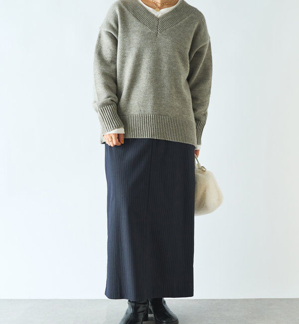  「《デコルテのキレイ見せ》ワイドリブルーズニット」|ニット・セーター|