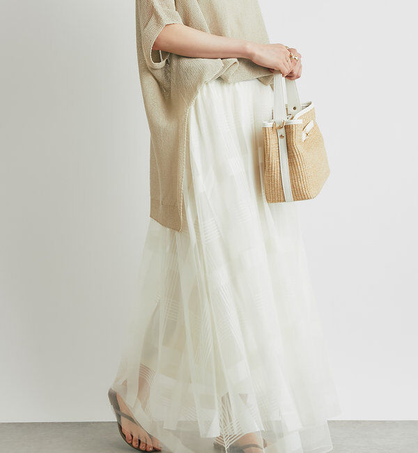  「チュールチェック柄フレアスカート」|スカート|