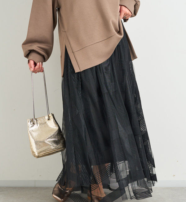  「チュールチェック柄フレアスカート」|スカート|