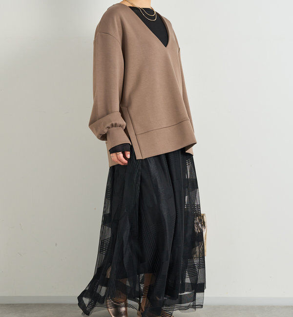  「チュールチェック柄フレアスカート」|スカート|