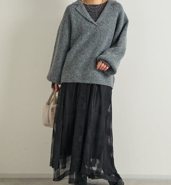  「チュールチェック柄フレアスカート」|スカート|