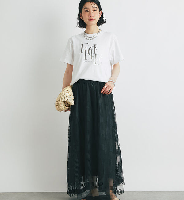  「チュールチェック柄フレアスカート」|スカート|