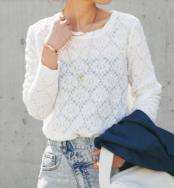  「フラワーレースカットソー」|Tシャツ・カットソー|