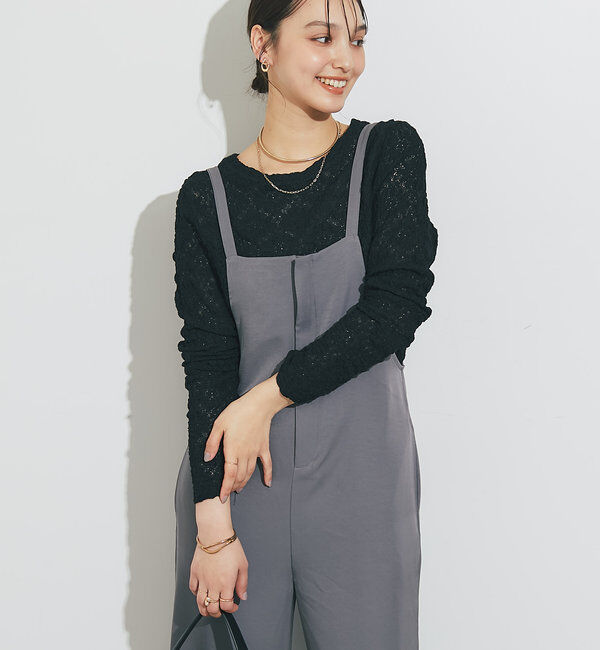  「フラワーレースカットソー」|Tシャツ・カットソー|ブラック