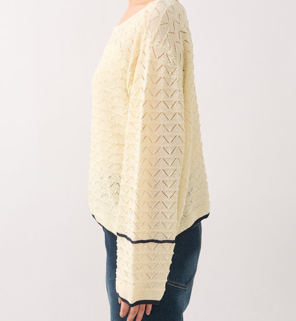  「《シーズンムード高める》2way透かし柄ラインニット」|ニット・セーター|