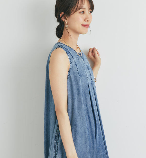  「ノースリーブタックジップワンピース」|その他|