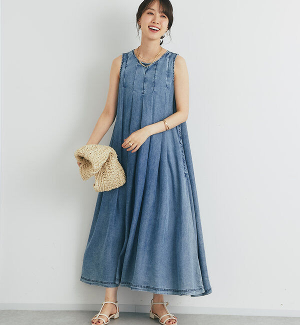  「ノースリーブタックジップワンピース」|その他|