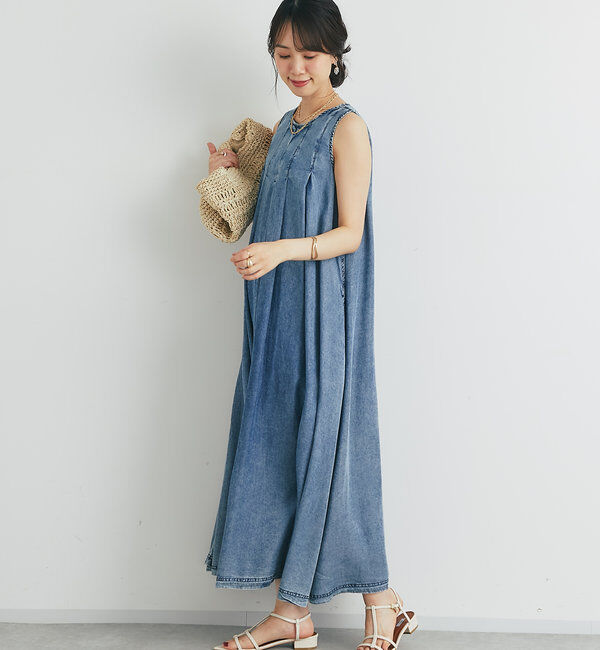  「ノースリーブタックジップワンピース」|その他|