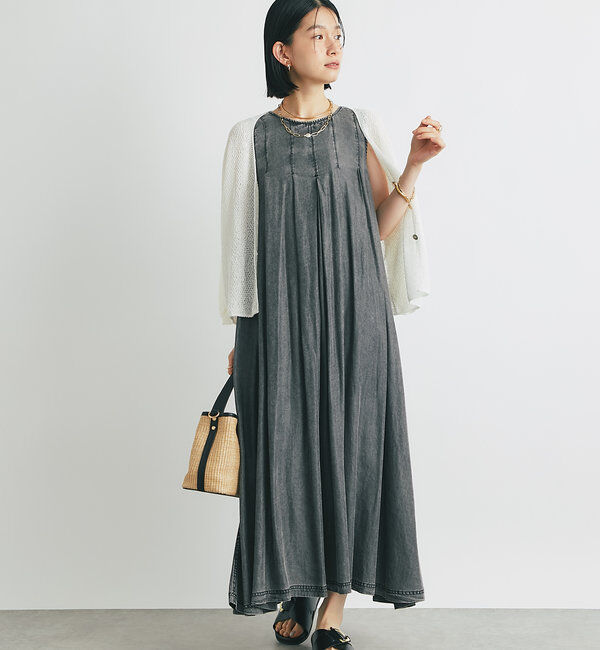  「ノースリーブタックジップワンピース」|その他|