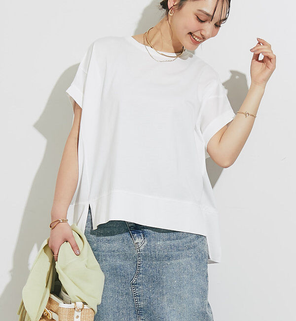  「《着回し力抜群》シルケットワイドTシャツ」|Tシャツ・カットソー|オフホワイト