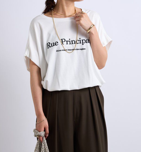  「《綿100％・洗練された雰囲気》シルケットボックス発砲プリントTシャツ」|Tシャツ・カットソー|