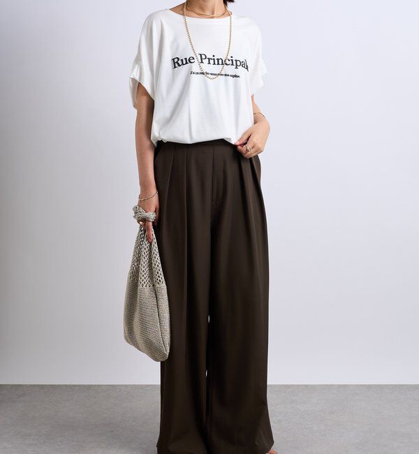  「《綿100％・洗練された雰囲気》シルケットボックス発砲プリントTシャツ」|Tシャツ・カットソー|