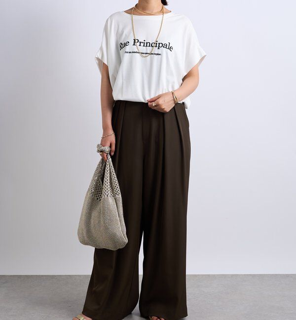  「《綿100％・洗練された雰囲気》シルケットボックス発砲プリントTシャツ」|Tシャツ・カットソー|