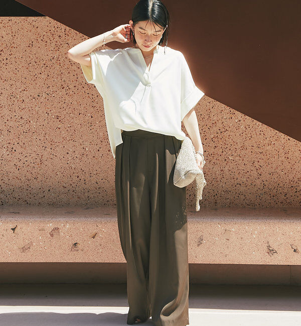  「《美シルエット・楽な履き心地》2タックワイドパンツ」|その他|