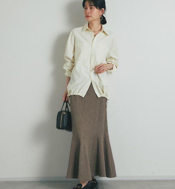  「《大人カジュアルに》裾ドロストストライプシャツ」|シャツ・ブラウス|