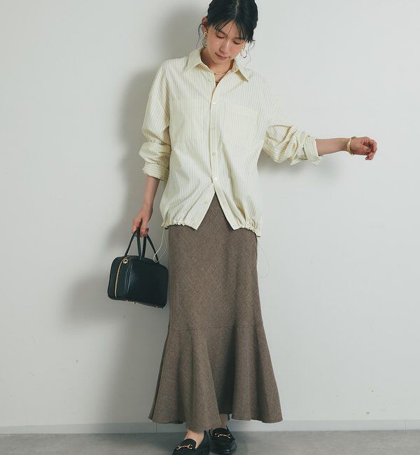  「《大人カジュアルに》裾ドロストストライプシャツ」|シャツ・ブラウス|