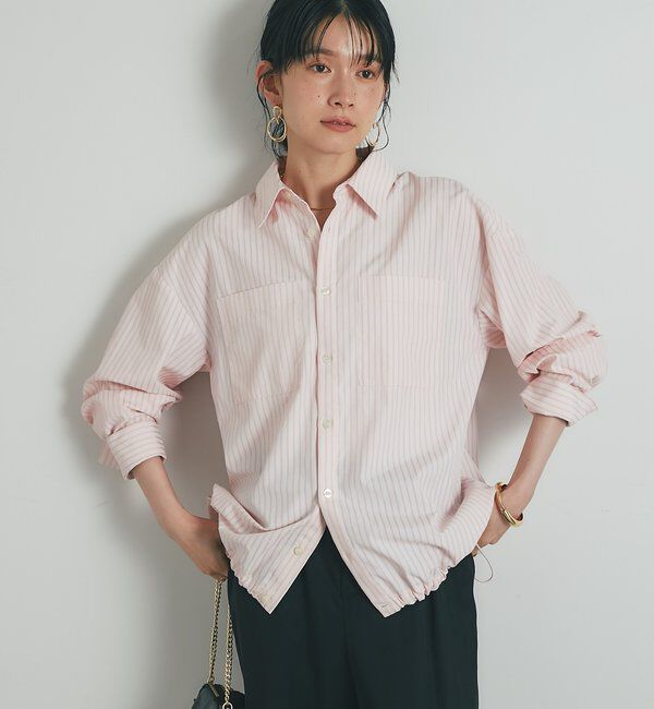  「《大人カジュアルに》裾ドロストストライプシャツ」|シャツ・ブラウス|