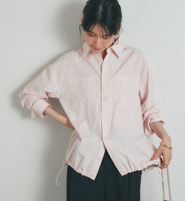  「《大人カジュアルに》裾ドロストストライプシャツ」|シャツ・ブラウス|