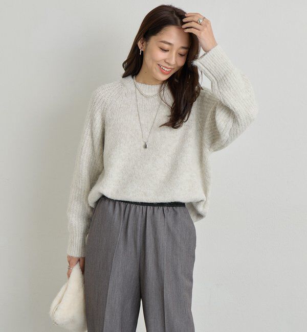  「《ふんわり暖か》アルパカタッチラグランニット」|ニット・セーター|