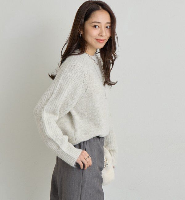  「《ふんわり暖か》アルパカタッチラグランニット」|ニット・セーター|