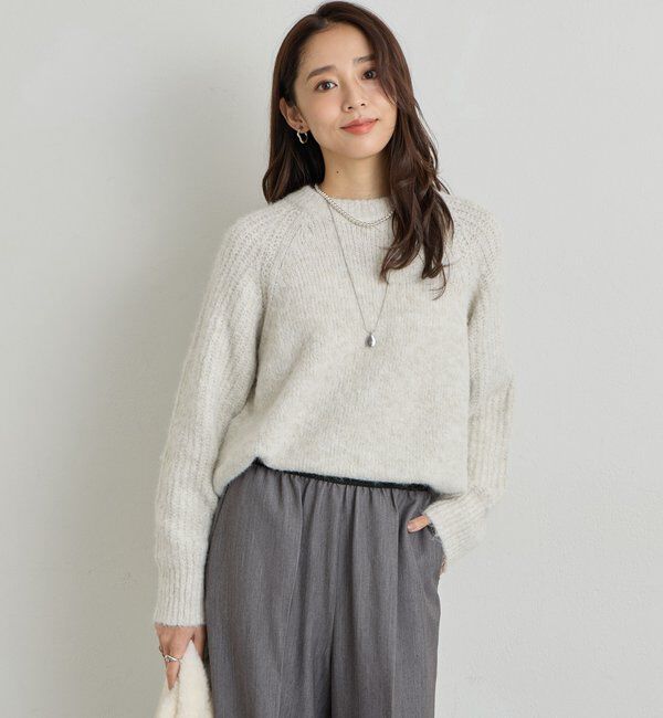  「《ふんわり暖か》アルパカタッチラグランニット」|ニット・セーター|