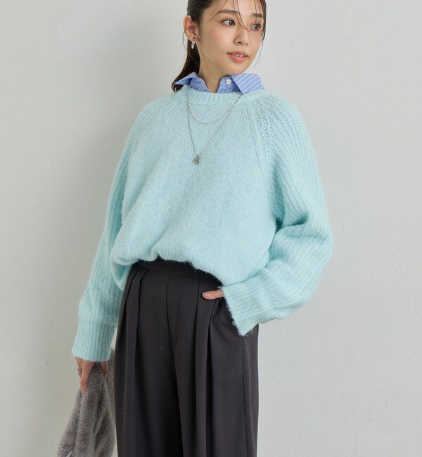  「《ふんわり暖か》アルパカタッチラグランニット」|ニット・セーター|